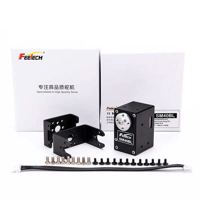 Feetech SM40BL-C001 40kg High Torque High Precision RS485 Serial Bus Servo Brushless Steel Gear 360 Degree Dual Axis Robot Arm