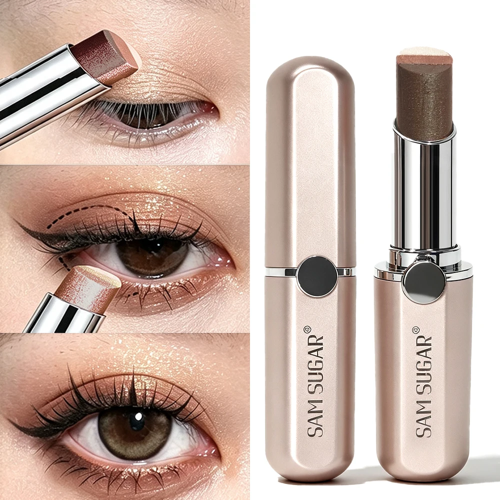 Stick de maquillage triple couleur pour les yeux, effet dégradé, nacré, illuminateur, waterproof, longue tenue, cosmétiques pour les yeux