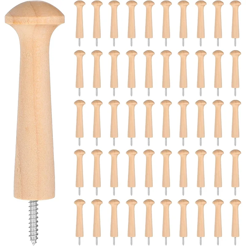 

Pegs Screw-On Shaker Wooden Peg 50 Pcs 2.87 Inch Long Unfinished Wood Shaker Racks For Hanging Clothes Hat Towel-A21R