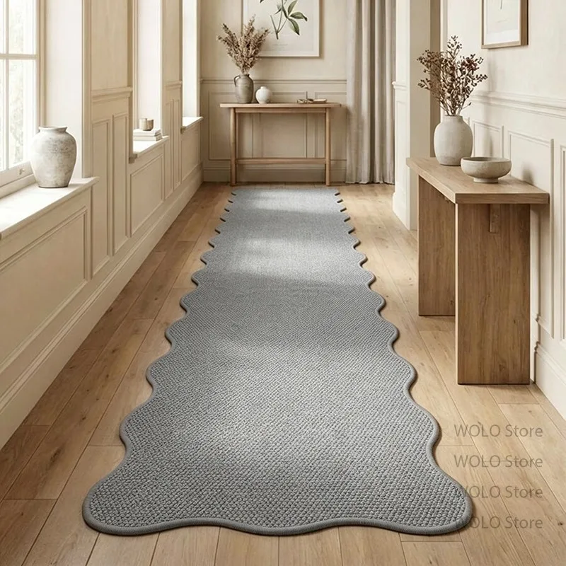 Solid Tone Faux Sisal Runner Rugs Decoration Home Long Corridor Non-slip Carpet Easy Cleaning Soft Living Room Area Foot Mat