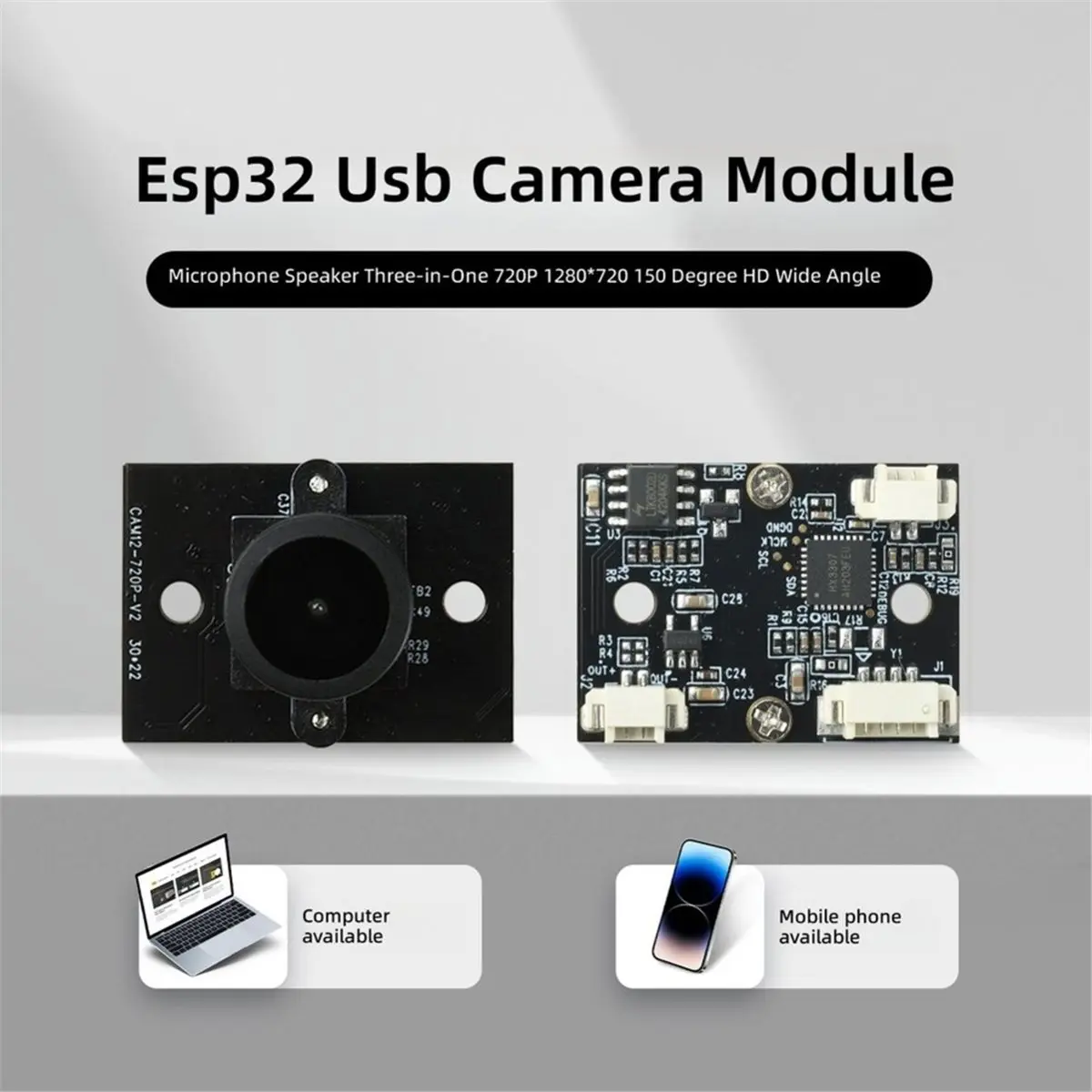 - USB Camera Module with MIC Speaker Microphone Video Output 30fps 1280x720 4MP 150 Degree HD Wide-Angle Lens