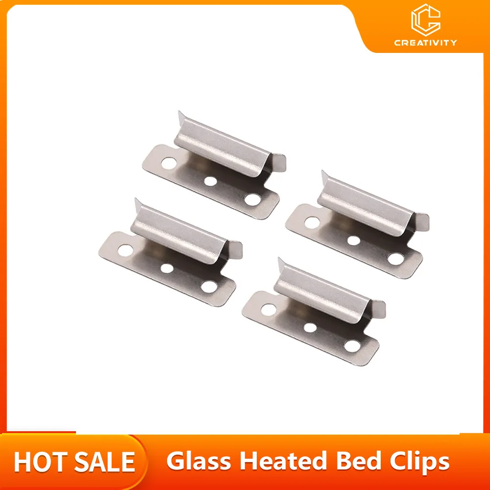 4PCS Stainless Steel Glass Heated Bed Clips Clamp for Ender 3 V2 Ender 3 CR-10S 3D Printer Heated Bed Glass Platform