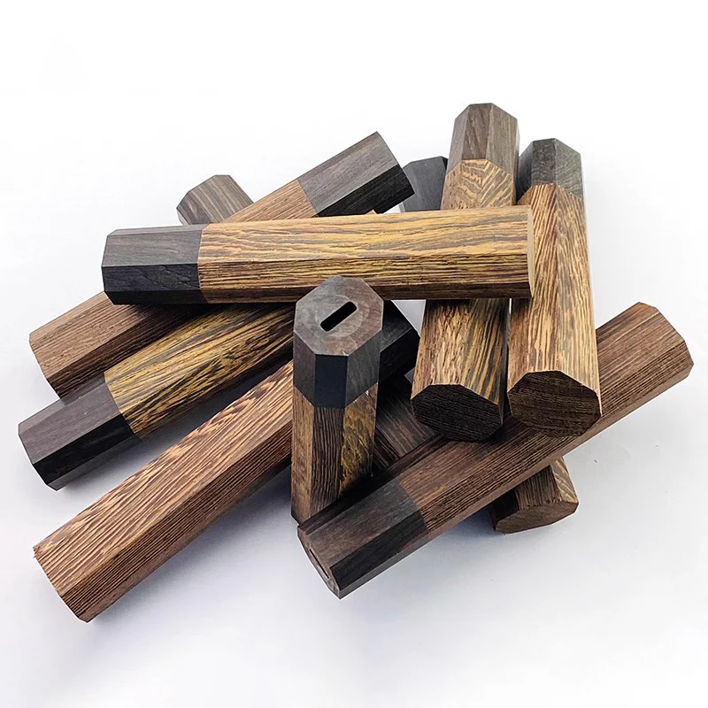 1pc 4 Sizes Natural Solid Wenge Wood  Japanese Style Octagonal Wooden Kitchen Knife Fish Chef Cutter Scales DIY Making Accessory