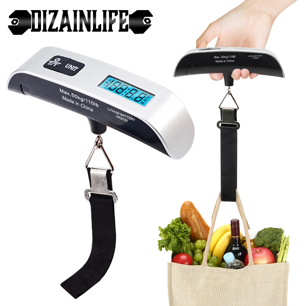 Portable Digital Luggage Weight Scale 50kg/110lb LCD Display Pocket Electronic Suitcase Travel Scale Balance Baggage Weight Tool