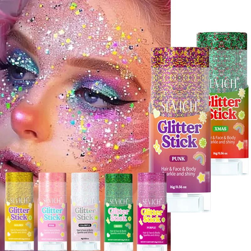Halloween Sparkling Sequins Glitter Gel Stick Mermaid Sequin Body Glitter Gel Face Body Painting Brighten Party Makeup Cosmetic