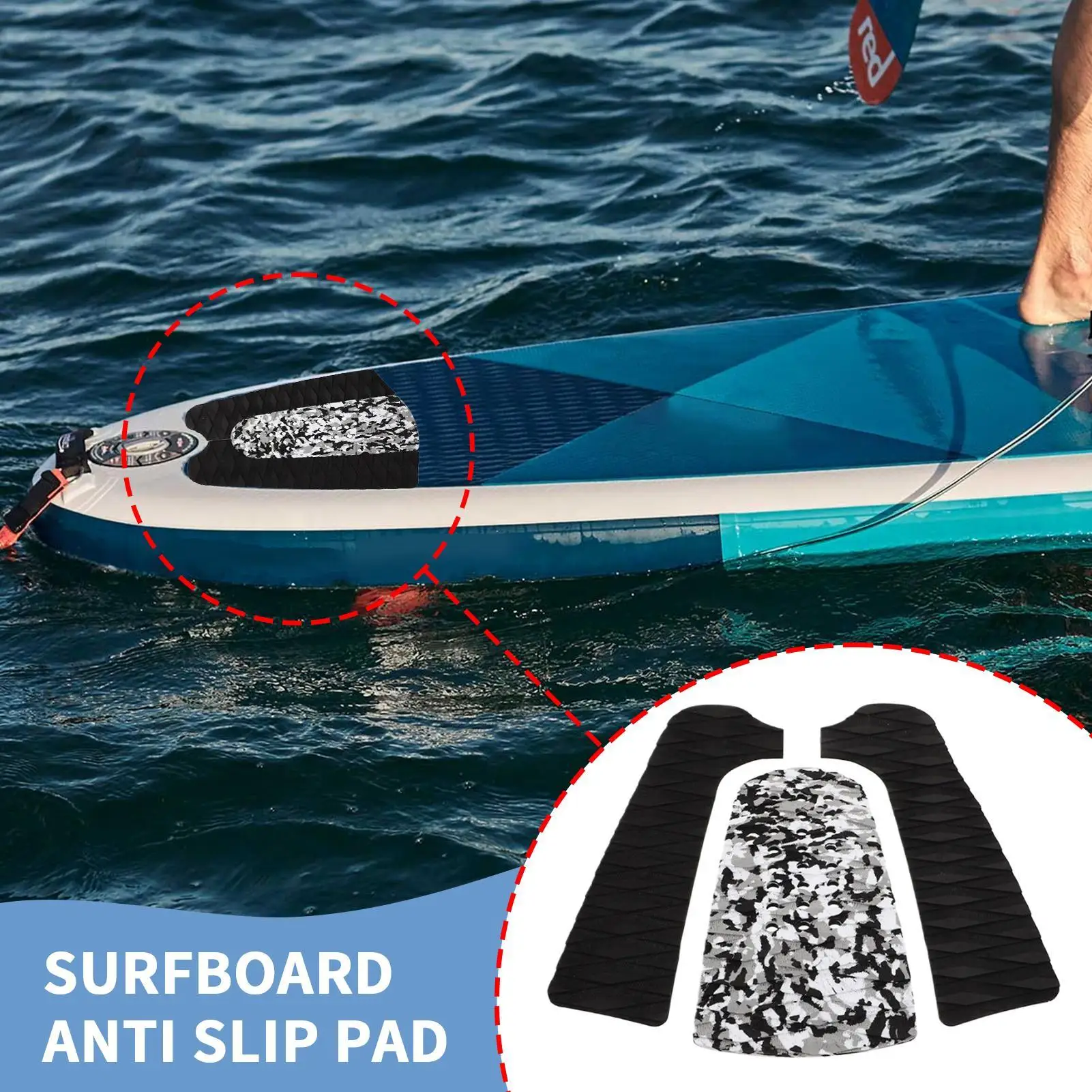 

Skimboard Traction Pads Anti Slip 3 Pieces Paddle Board Deck Pads Water Sports Accessories For Fitness Outdoor Beach Pool