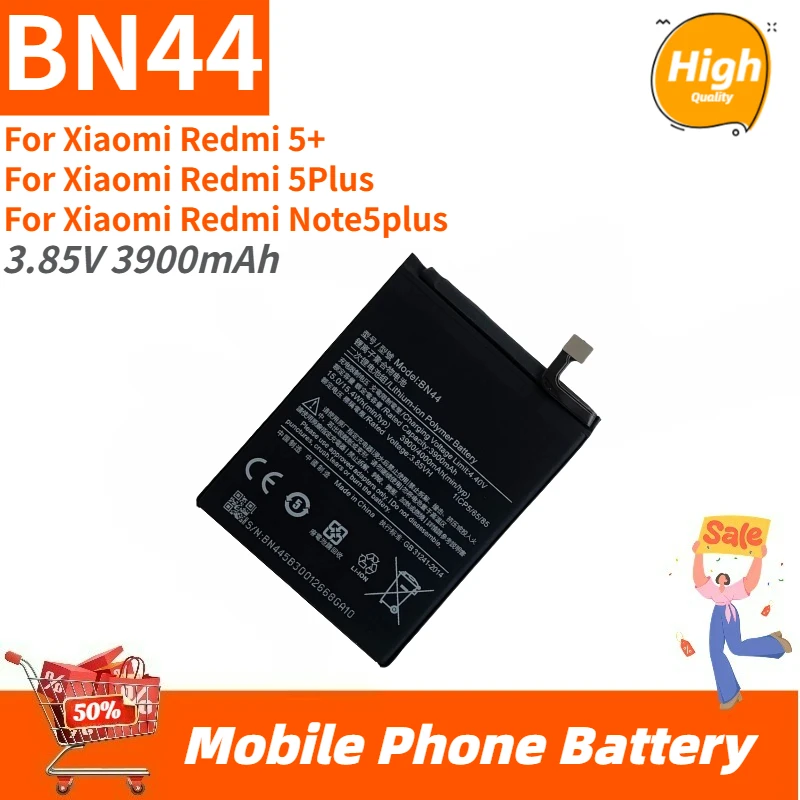 

Высококачественный аккумулятор для мобильного телефона BN44, 3,85 В, 3900 мАч для Xiaomi Redmi 5 +/5 Plus/Note5plus, новый сменный аккумулятор