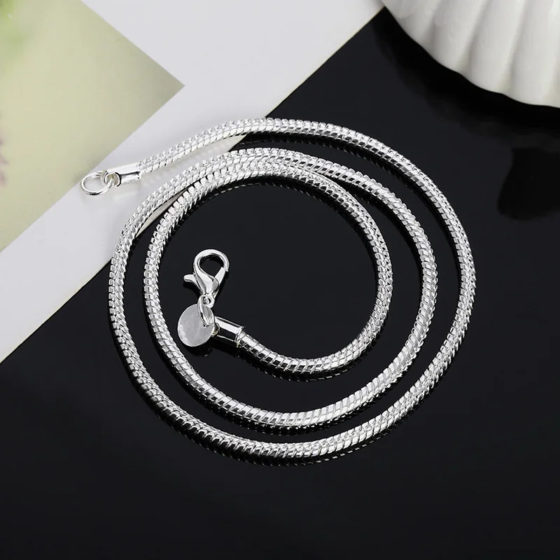 Collier en argent Sterling 925 avec pendentif, 40-75cm, 1MM/2MM/3MM, chaîne serpent solide, pour hommes et femmes, bijoux à la mode, livraison gratuite