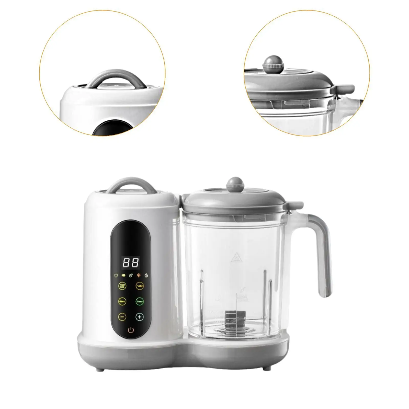 Baby Food Maker Touch Screen Lightweight Homemade Food Steamer Auto Cooking Grinding Puree Blender for Babies Newborn Infants