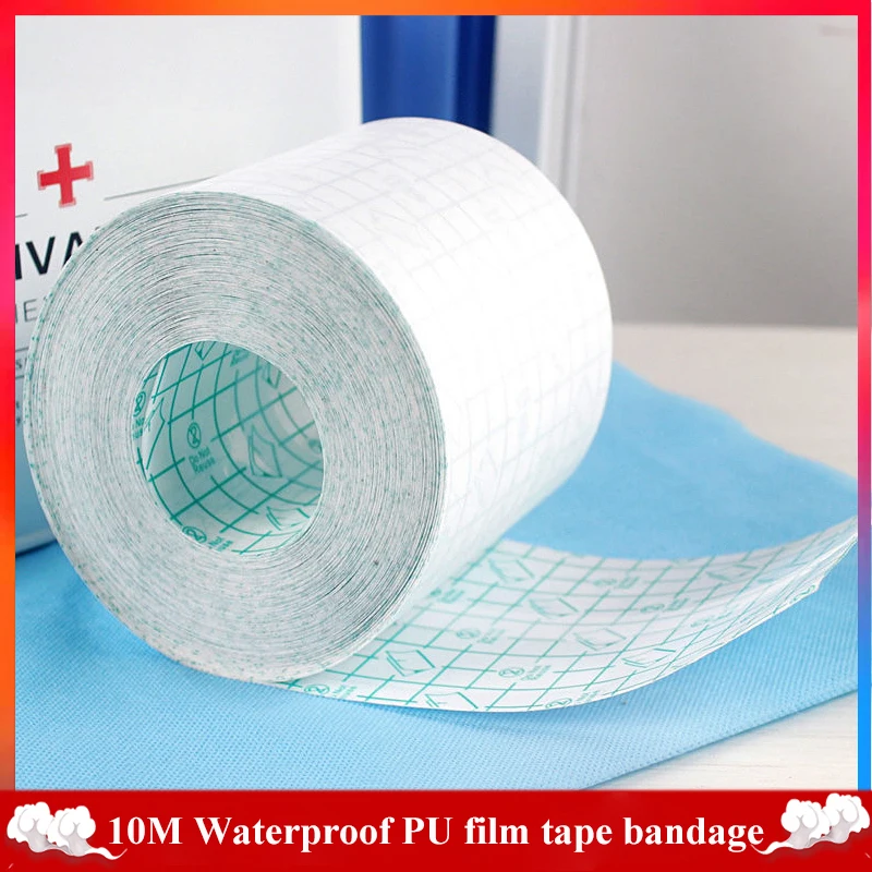 1 rollo de película de PU médica impermeable para vendaje de heridas, cinta adhesiva de fijación de yeso, vendaje antialérgico, película de tatuaje, protección de la piel