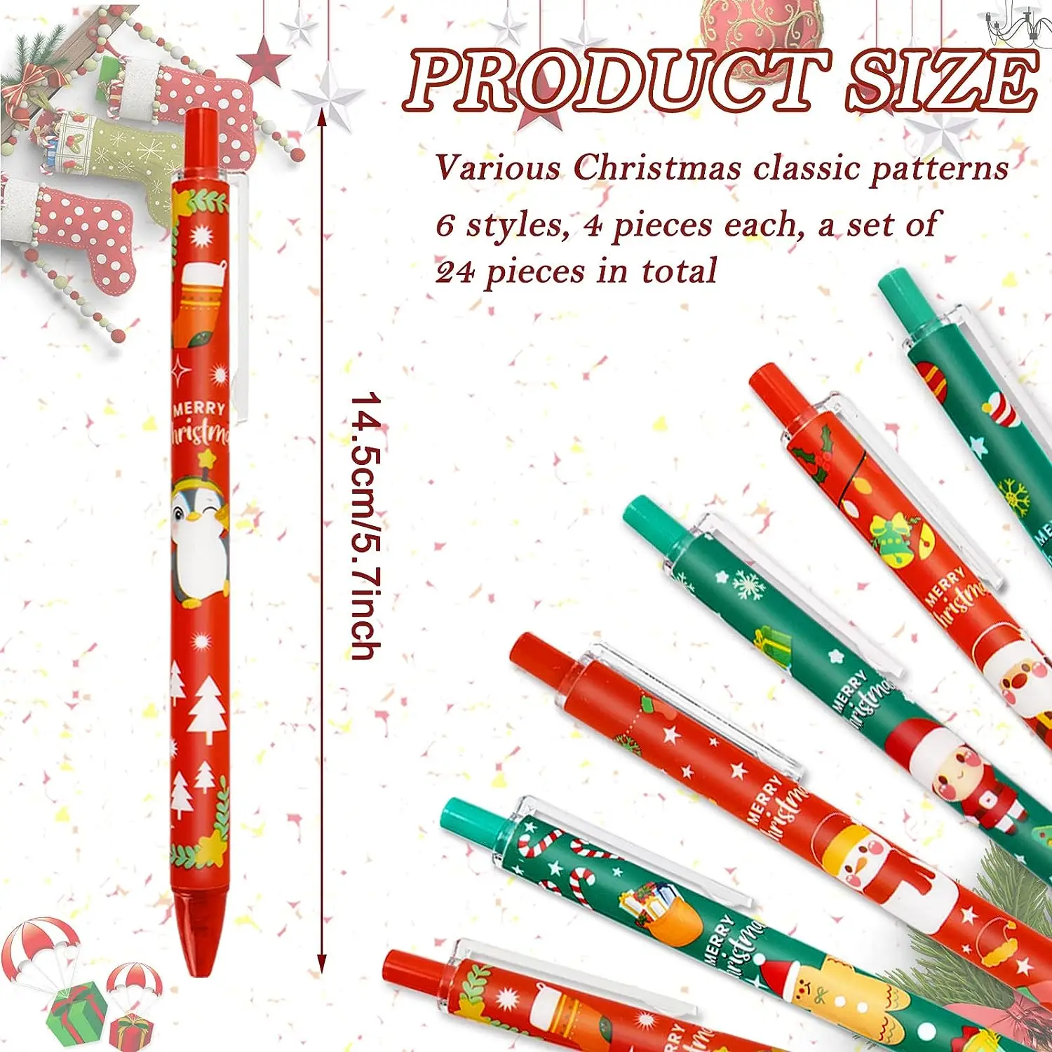 150 Pcs Christmas Gel Ink Pens Elk Snowman Roller Ballpoint Pen Cute Cartoon Black Ink Writing Tools School Office Supplies