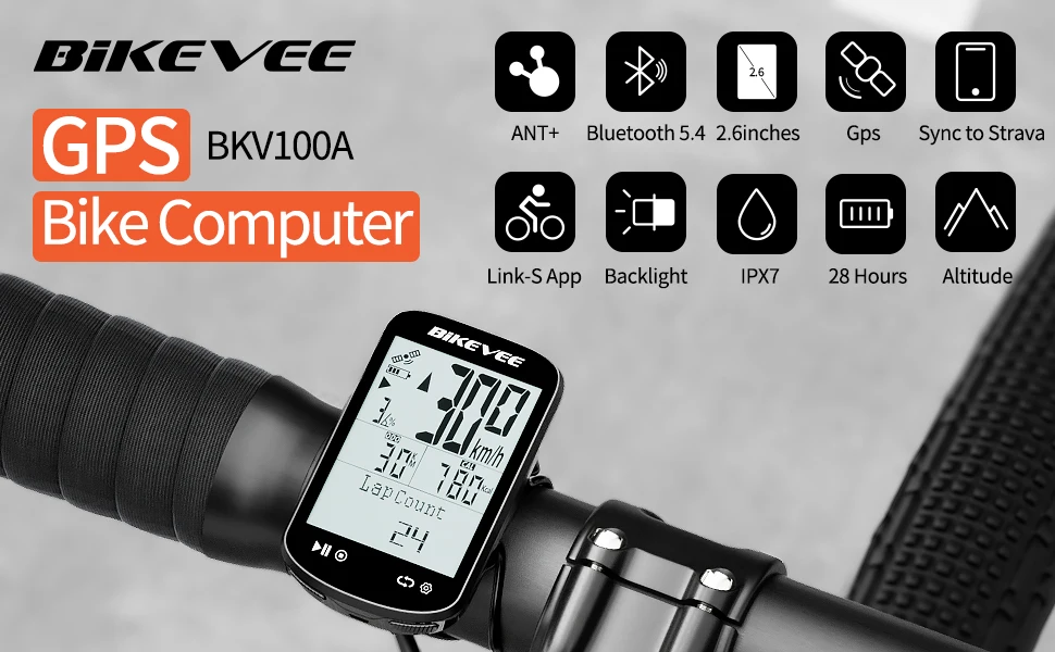 Kabelloser Bluetooth 5.4 & ANT+ Link-S App Rennrad MTB Fahrradcomputer Geschwindigkeits-Trittfrequenzsensor GPS Fahrradtacho Kilometerzähler – Detail 1