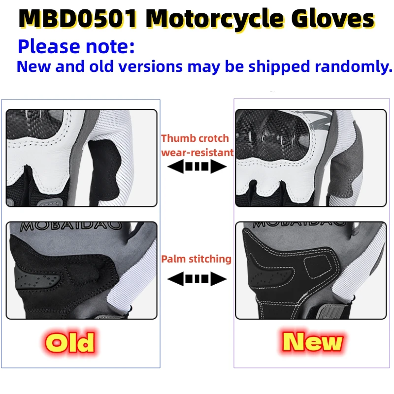 MOBAIDAO Summer Motorcycle Gloves, Carbon Fiber Shell Men Women Breathable Anti-Fall Comfortable Racing Touring Motorbike Gloves