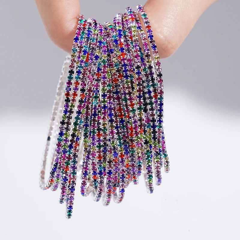 5 Stück modische bunte Strass-Kristall-Stretch-Armbänder für Damen, elastische stapelbare Armbänder, Armband für den Alltag, Damenschmuck