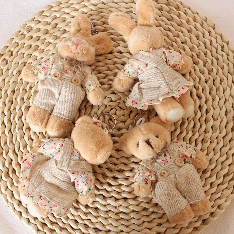 Yupsk Cute Wear Clothes Bear Plush Toy Cartoon Rabbit Pendant Soft Stuffed Doll Keychain Backpack Car Bag Key Ring Gift image 2