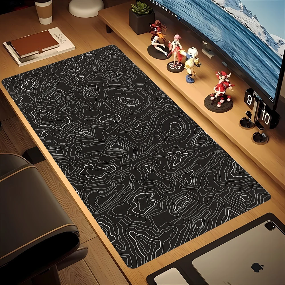 

Черно-белые линии Коврик для мыши Большой коврик для мыши для клавиатуры Настольный коврик из натурального каучука Нескользящий игровой коврик для мыши Коврик для мыши для ноутбука Ковер