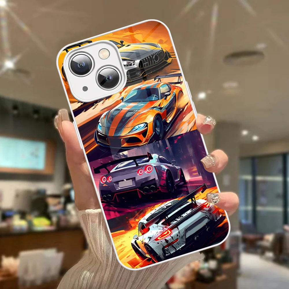 JDM Tokyo Drift Sports Car Male Men Phone Case Tempered Glass For iphone 14 13 12 11 Pro Mini XS MAX 14Plus X XS XR Fundas