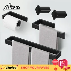 Bathroom Hardware Set Matt Black Wall Mounted Toilet Roll Paper Holder Robe Hook Hanger Towel Rail Bar Rack Ring Accessories