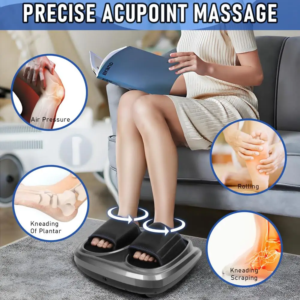 Foot Massager Shiatsu Kneading Deep Tissue Relax Heated Roller Calf Pain Relief Fatigue Muscles Vibrator Machine Health Relief