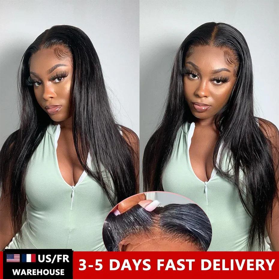 Pre Cut No Glue Wig Bone Straight Glueless Wigs Human Hair For Women Brazilian Glueless Wig Human Hair Ready To Wear Preplucked