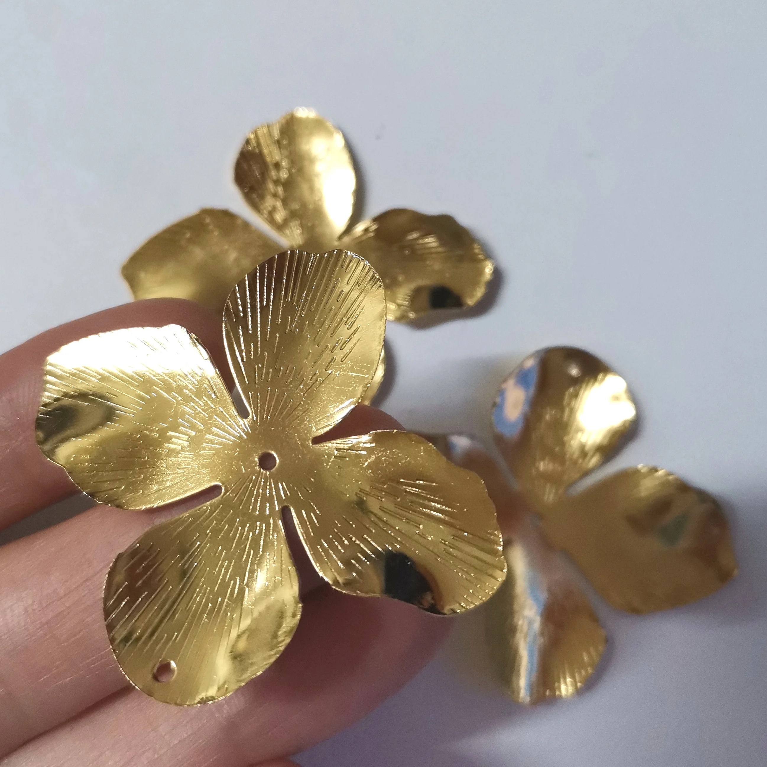 20/50 Pcs 41x45mm Metal Crafts Decoration DIY Accessories Solid Flower Base Charms Filigree Wraps Flower Connectors