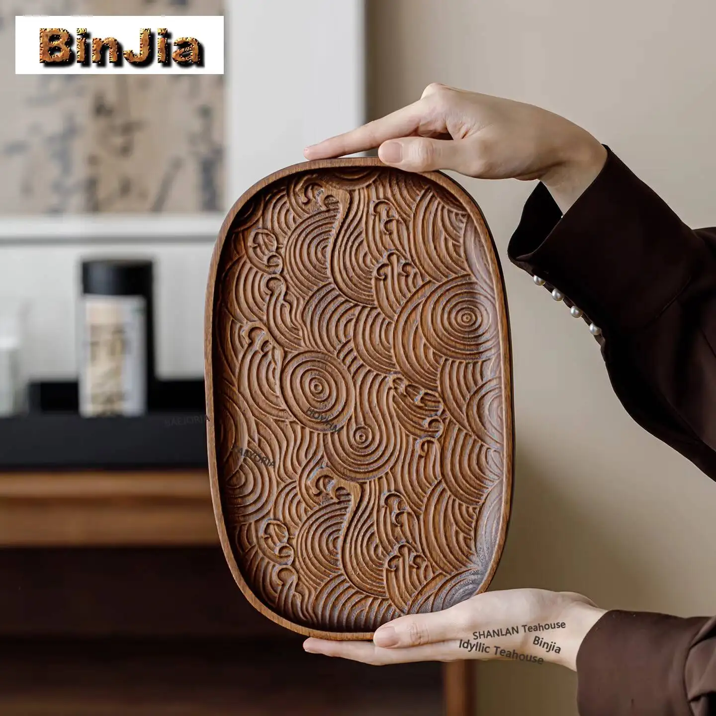 Walnut Wood Rounded Corner Tea Tray Dried Fruit Plate Coffee Storage Board Sweet Table Decoration Trays Dishes For Serving Tea
