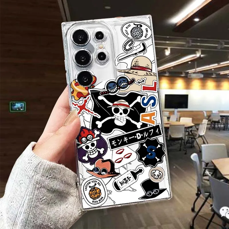 One Piece design anime For Samsung Galaxy S26 S25 S24 S23 S22 S21 S20 S10 Lite FE Edge TPU 5G Transparent Phone Case