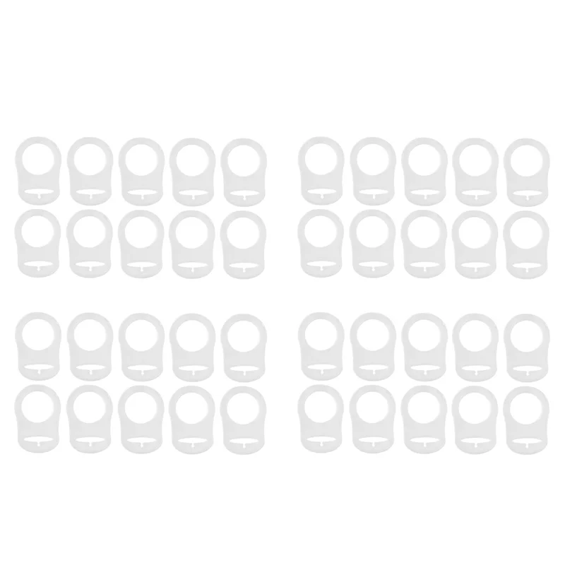 B05C-40 Pcs Button Silicone Ring Mam Pacifier Holder Mannequin Clip Adapter Transparent