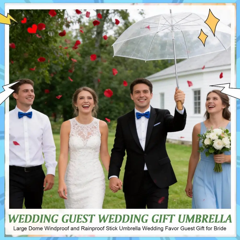 

50 шт. свадебных зонтов-зонтиков, ветрозащитные, водонепроницаемые, прозрачные, для свадьбы, подарки для жениха и невесты, декор для свадебной вечеринки