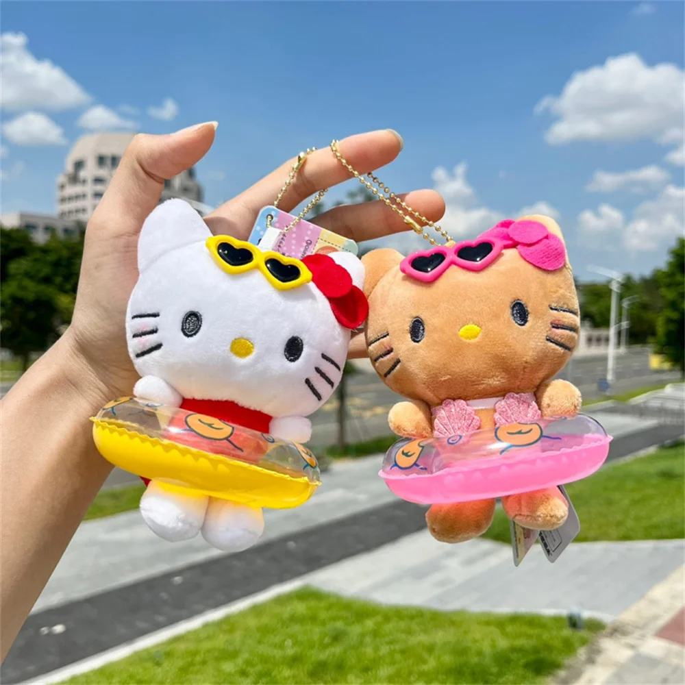 Sanrio Kawaii Cartoon Keychain Hello Kitty Plush Doll Pendant Key Ring Charms Backpack Car Decor Bag Accessories Girls Gifts