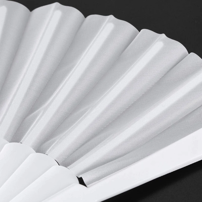 4X Plastic Fabric Hand Foldable Fan For Ladies Men White