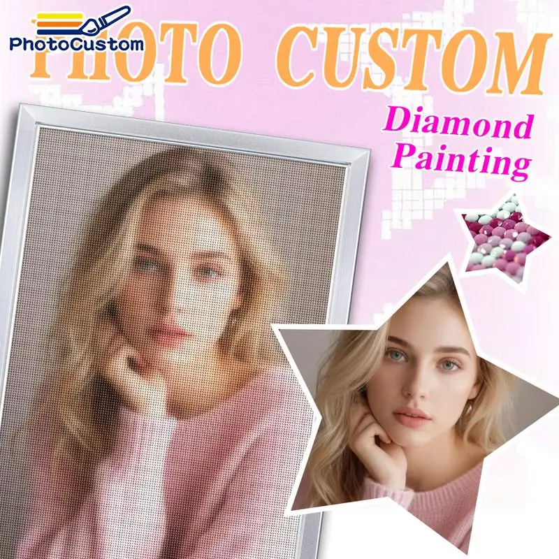 PhotoCustom Full Square/Round Diamond Painting Custom Photo Original gifts Diy Making Kits Wall Art Diamond Painting Beginners K