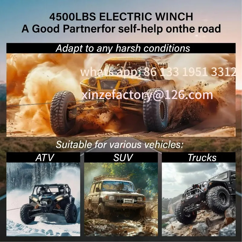 ونش كهربائي من رومارك قابل للتخصيص 12000 رطل UTV ATV ونش 12 فولت جيب ونش مع جهاز تحكم عن بعد لاسلكي وكابل فولاذي لـ ATV UTV T #6