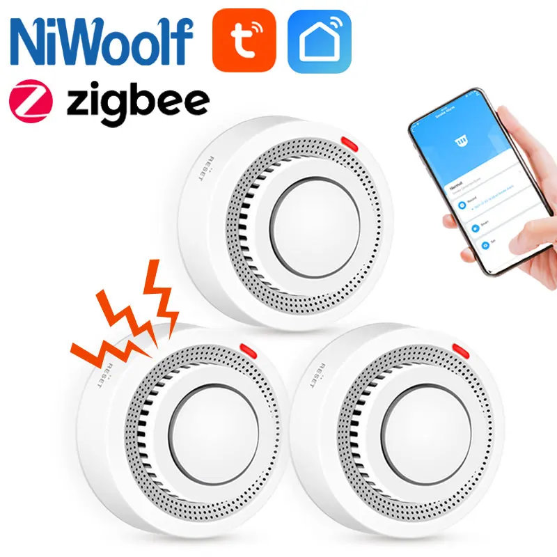 Tuya Zigbee Smoke Detector Wholesale Home Security Sound Alarm Fire Protection Sensor Smart Life APP