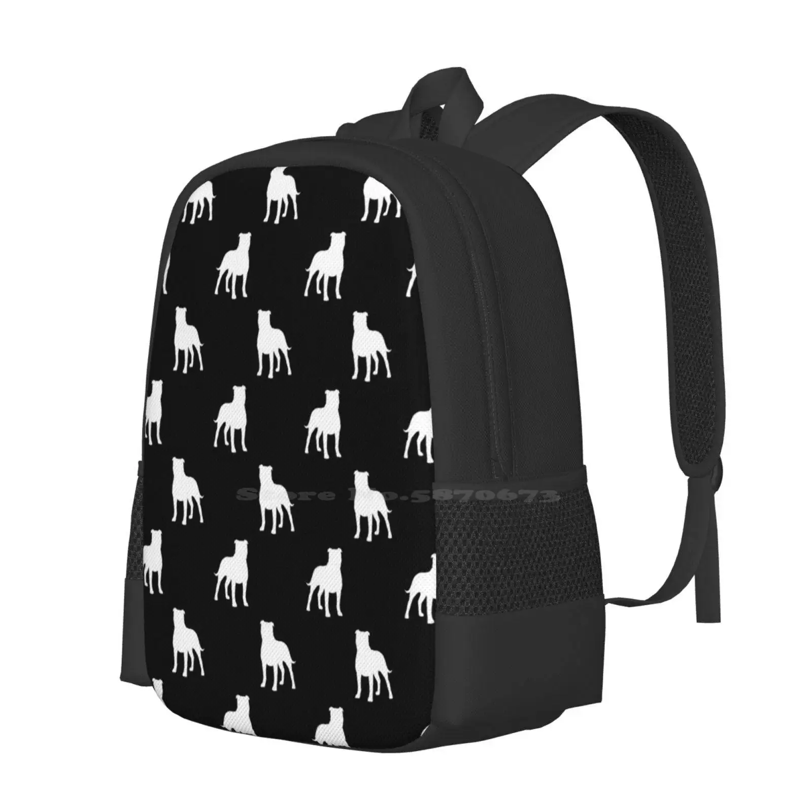 Staffordshire Bull Terrier Silhouette ( S ) Large Capacity School Backpack Laptop Bags Staffordshire Terrier Pets Animals