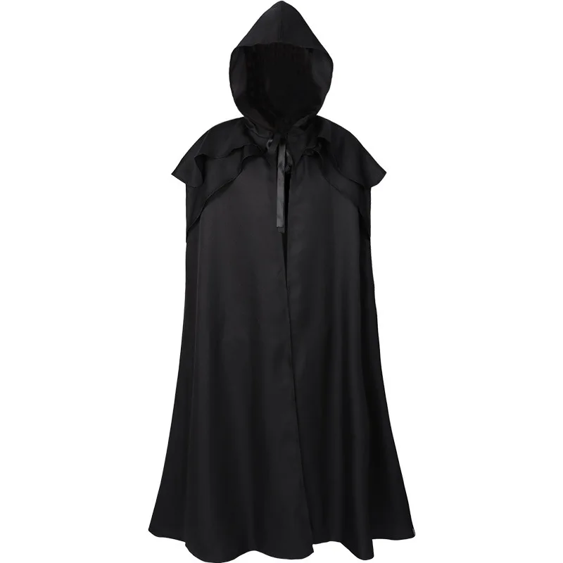 

New Poncho Halloween Party Men Women Cosplay Coats Middle Ages Gothic Hooded Cloak Scary Witch Devil Role Play Long Jackets Cape