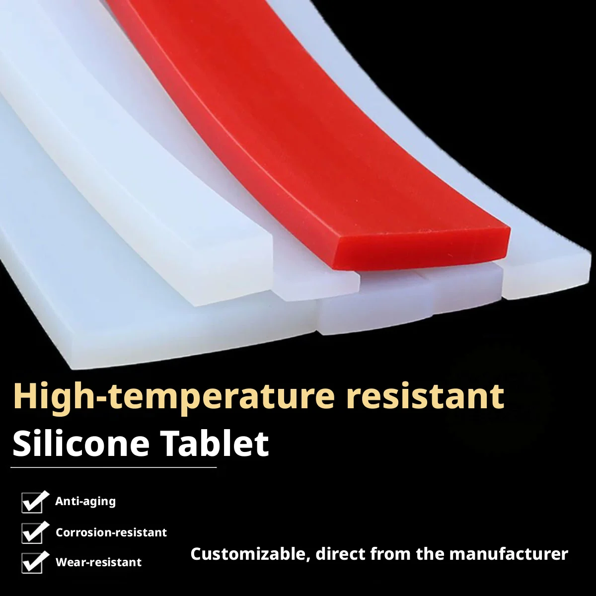 High Temperature Solid Silicone Square Sealing & Anti-collision Strip
