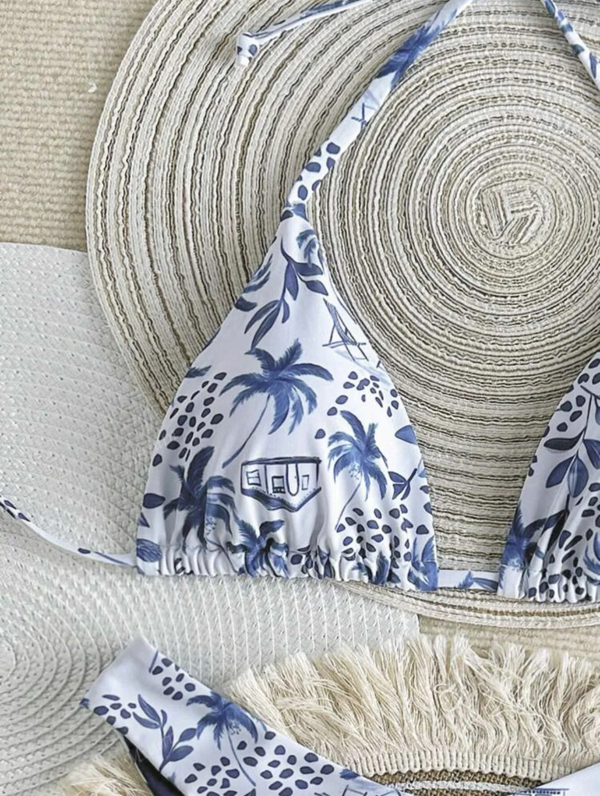 セクシーなブループリントの女性用ビキニセット、ツーピース、ホルタータイ水着、ビーチウェア、水着、ビキニ、トリキニ、タンキニ