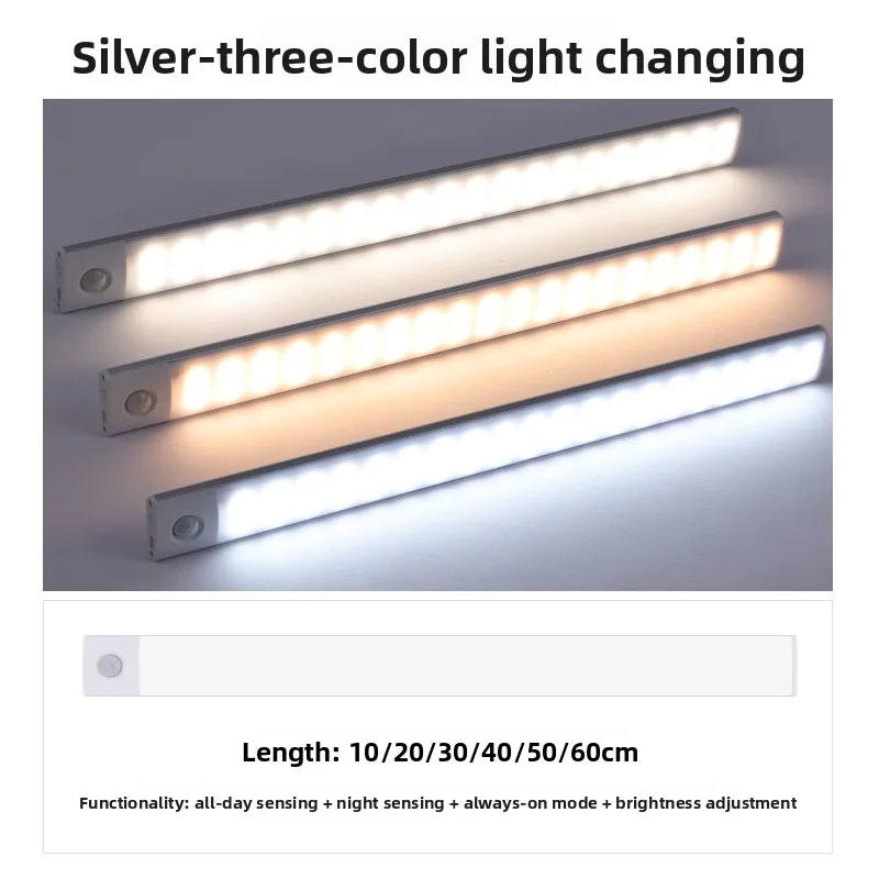 Light Wireless LED Motion Sensor  Night Light USB Rechargeable Night Lamp Cabinet Wardrobe Lamp Under Backlight For Kitchen led