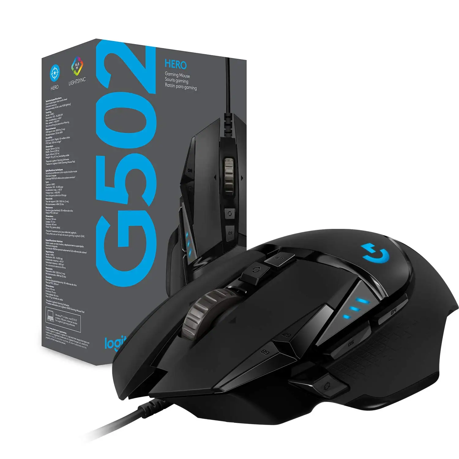 Logitech G502 HERO Cable Gaming Mouse - E-Sports Mechanical RGB Light Balancing 'Eat Chicken' Macro Programming for Enhanced Gam