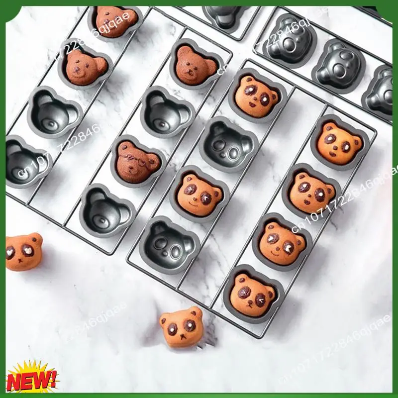 

A48I 2 PCS Bear Baking Mold Pan Non-Stick Carbon Steel DIY Cute Candy Cake Mold Biscuit Candy Mould