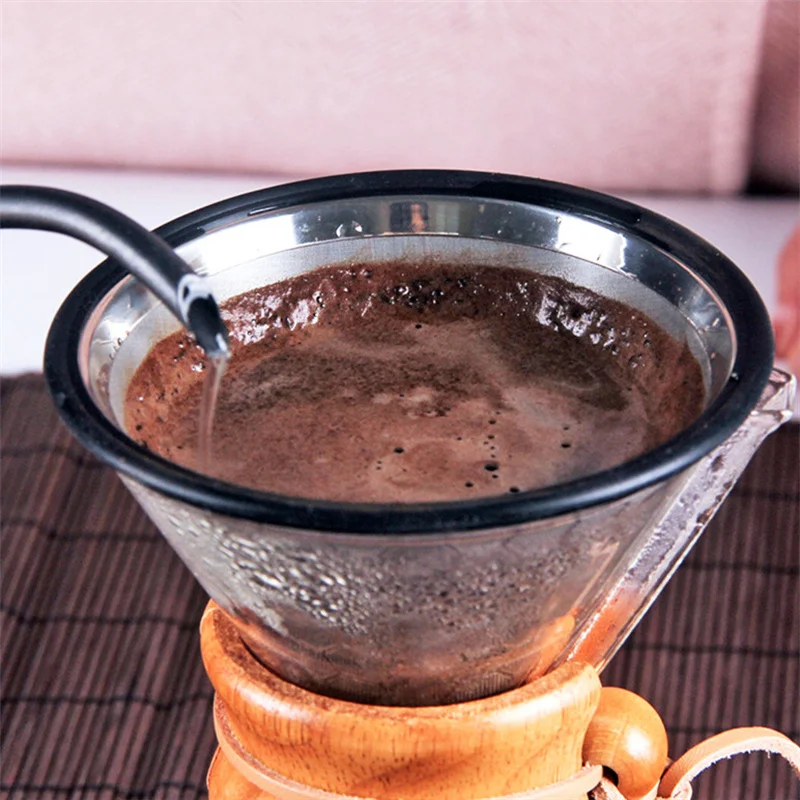 600 Mesh Coffee Filter Machines Tea Making Tools V Shape Cone Funnel Drip Cup Pour Over Stainless 304 Stainless Steel Dripper