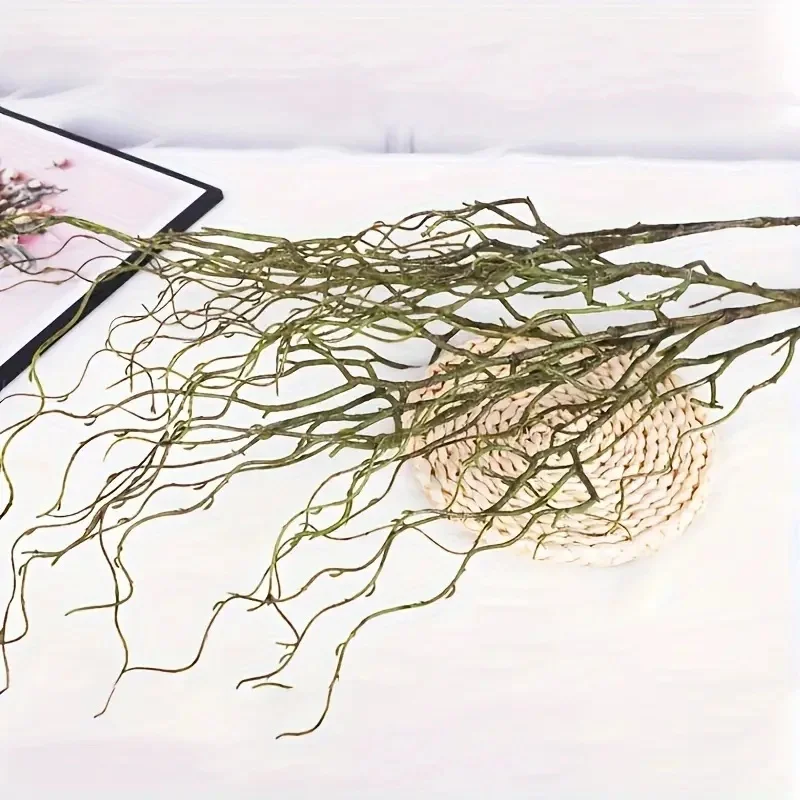 Künstlicher getrockneter Zweig, Rattan-Blumendekoration, 4 Gabeln, künstliche Blumenstiele, künstliche Blumen aus Kunststoff für DIY, Hochzeit, Zuhause, Zimmer, Tisch – Detail 7
