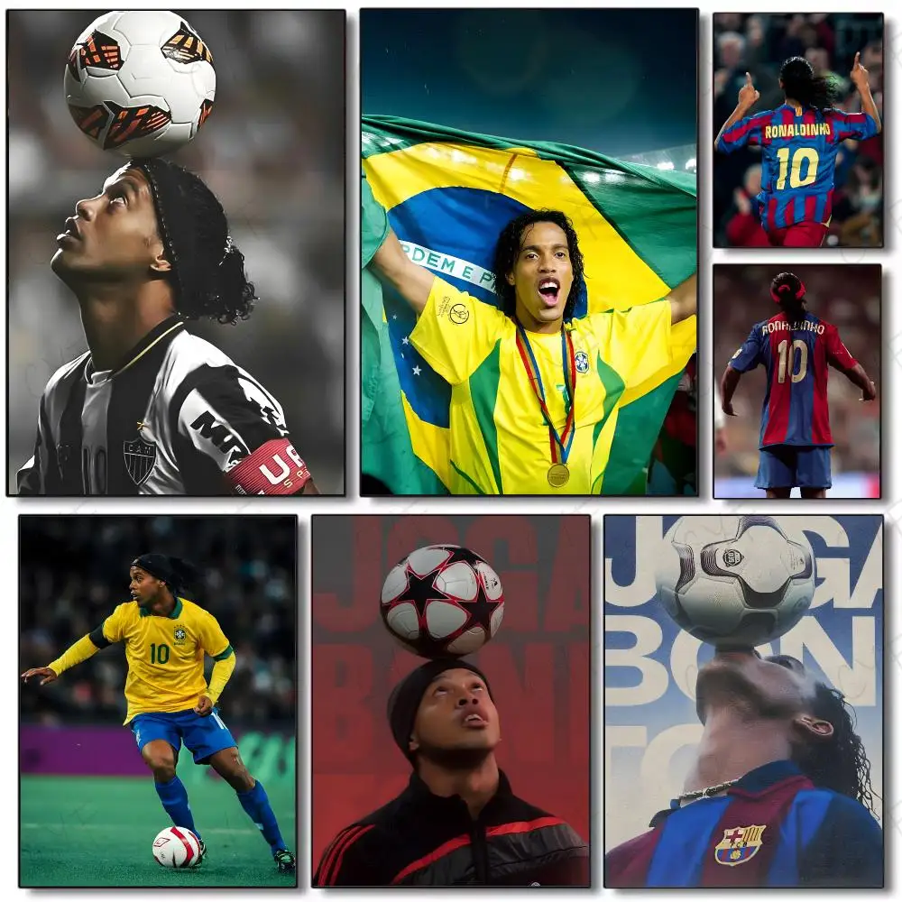 athlete football R-Ronaldinho Poster Painting Wall Art Mural for Living Room Home Decor and Gifts