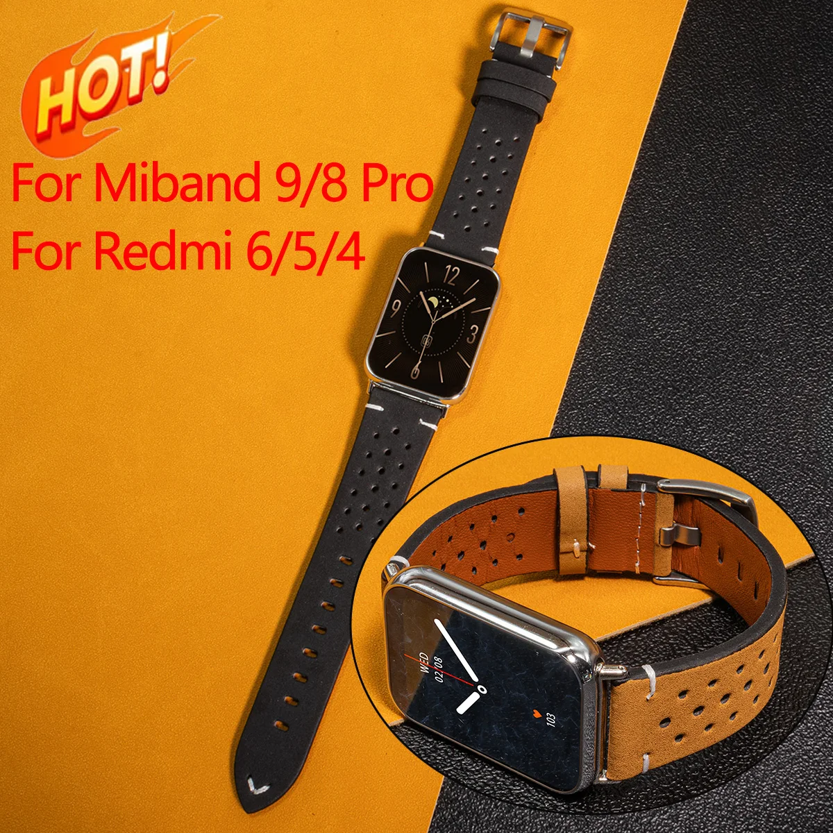 2026 Lederarmband für Redmi Watch 6/5/4 Atmungsaktives Sportarmband für Xiaomi Watch Miband 9Pro/8pro Smartwatch Ersatzarmband