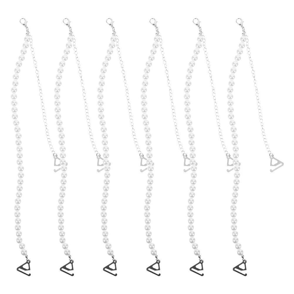 

6Pcs Pearl Shoulder Straps Adjustable Elegant Beaded Decorative Bra Straps for Dresses Non-Slip Removable Fashion Bridal