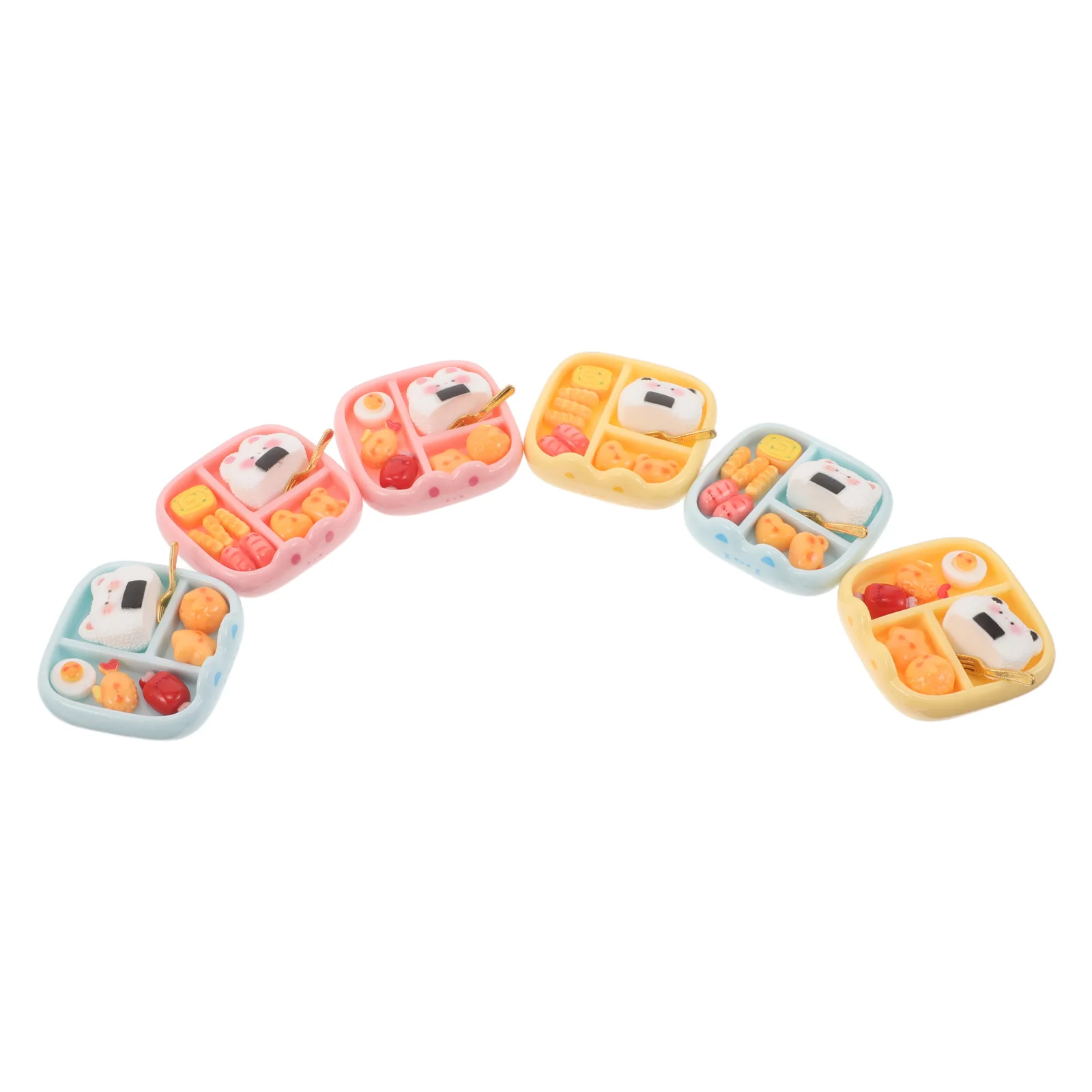 6Pcs Miniature Sushi Food Box Resin Mini Japanese Style Bento Mini Lunch for Dollhouse Decor Food for Dollhouses