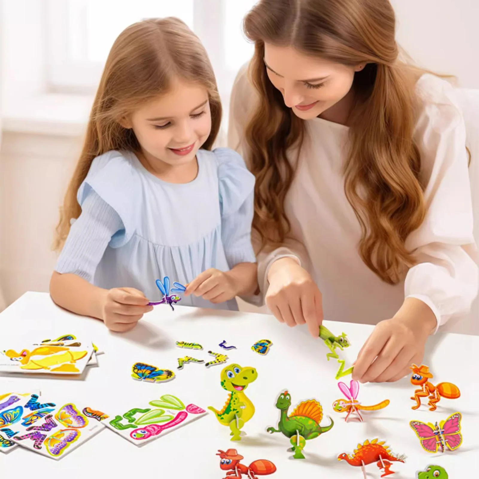 

Kids DIY Paper 3D Animals Puzzles Early Learning Safe Material Jigsaw Puzzles for Visual Cognitive Hands-on Ability Training