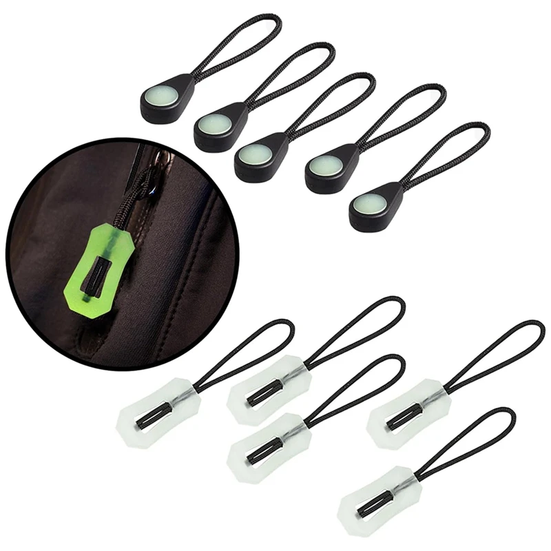 20 Pcs Self Luminous Zipper Pulls, Zipper Puller Head Glow In The Dark Anti Lost For Outdoor Mountaineering Camping Easy Install