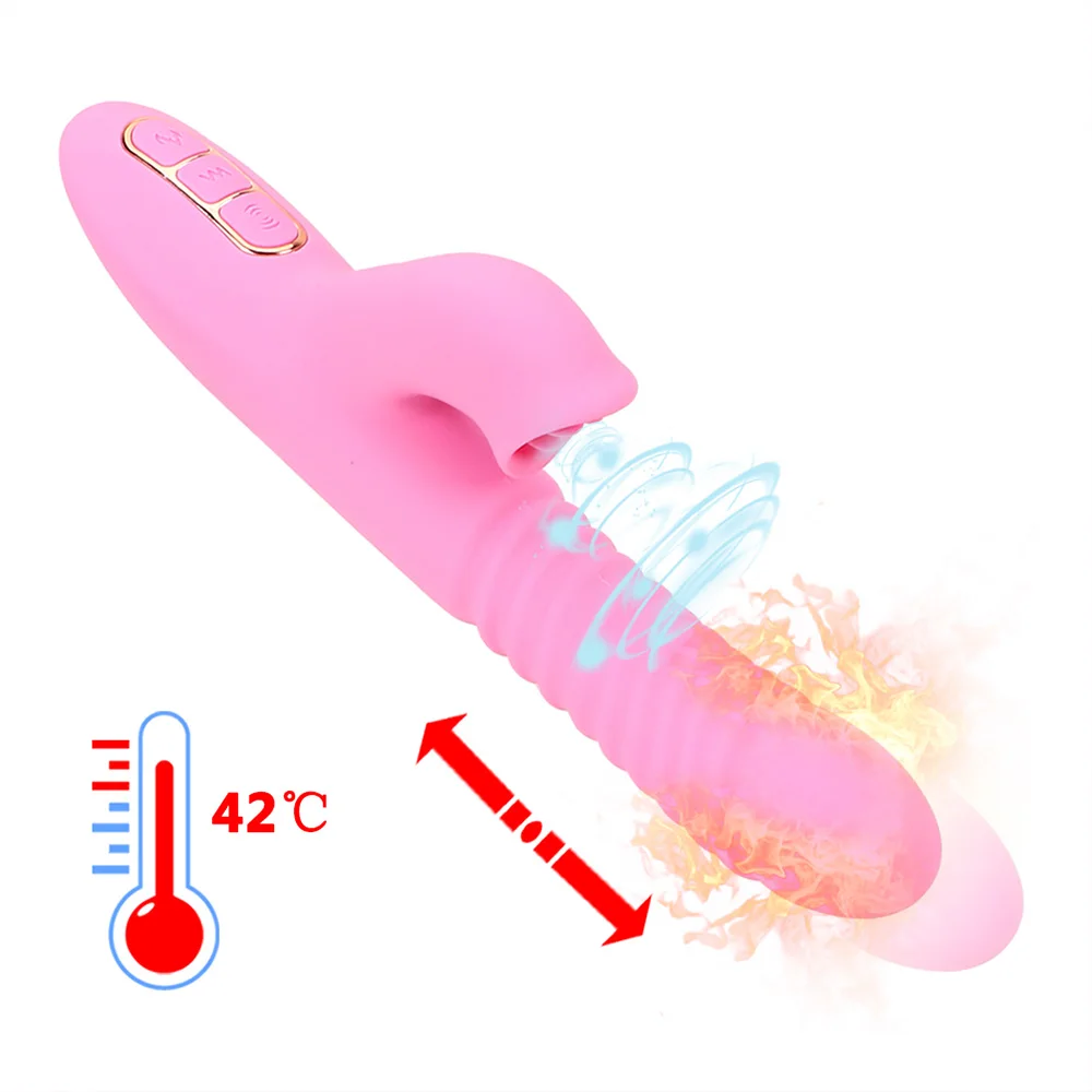 Heating Telescopic Rotating Sex Toys For Women Dildo Vibrator 7 Speed Clitoral Stimulator Tongue Licking